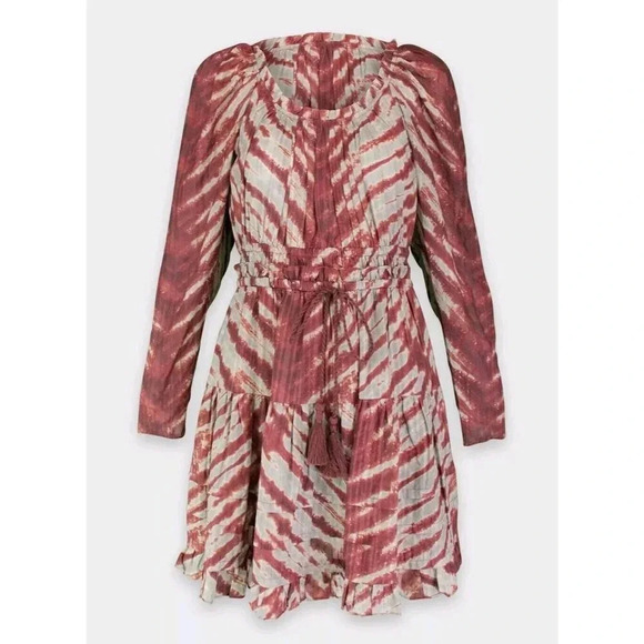 New Ulla Johnson Naiara Mini Dress Women's Size 2 Canyon Clay Red Brown Tie-Dye - Picture 2 of 16
